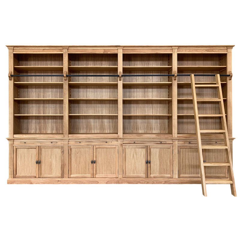 Morris 609.6cm H x 101.6cm W Solid Wood Library Bookcase