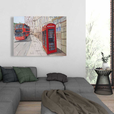 London Bus and Telephone Booth - Red Canvas Home Decor