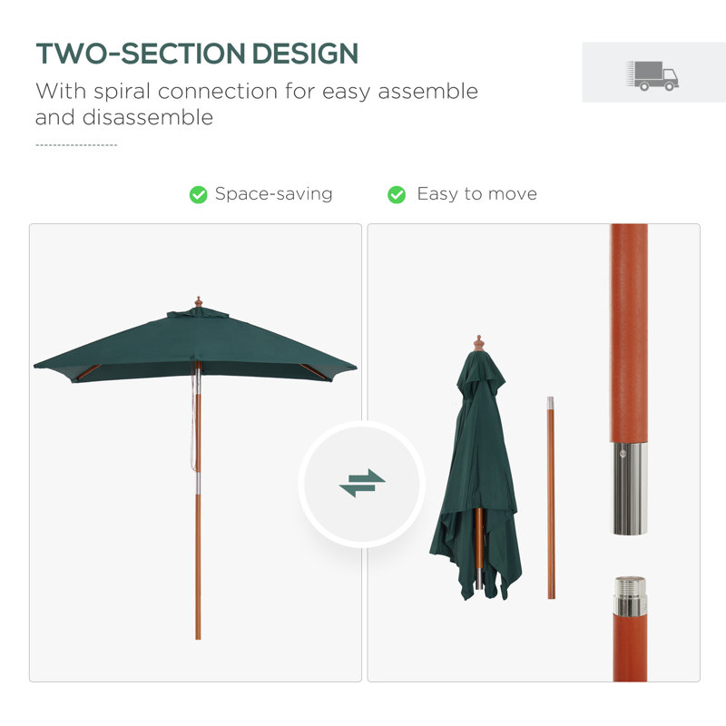 Semayah 78.7'' x 59.1'' Rectangular Tilt Beach Umbrella, Green