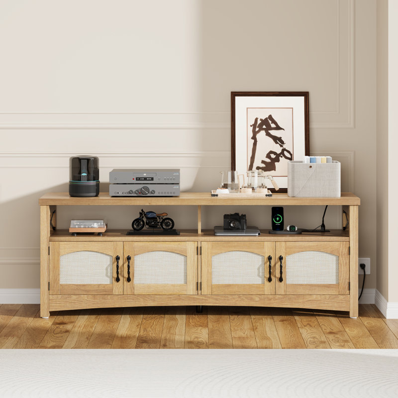  Console 59 po à DEL avec console de charge et tablettes réglables pour téléviseurs de 65 po Boho
