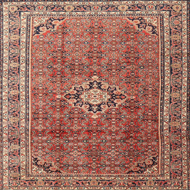 Tapis rouge à motif sud-ouest, Carré 6 pi