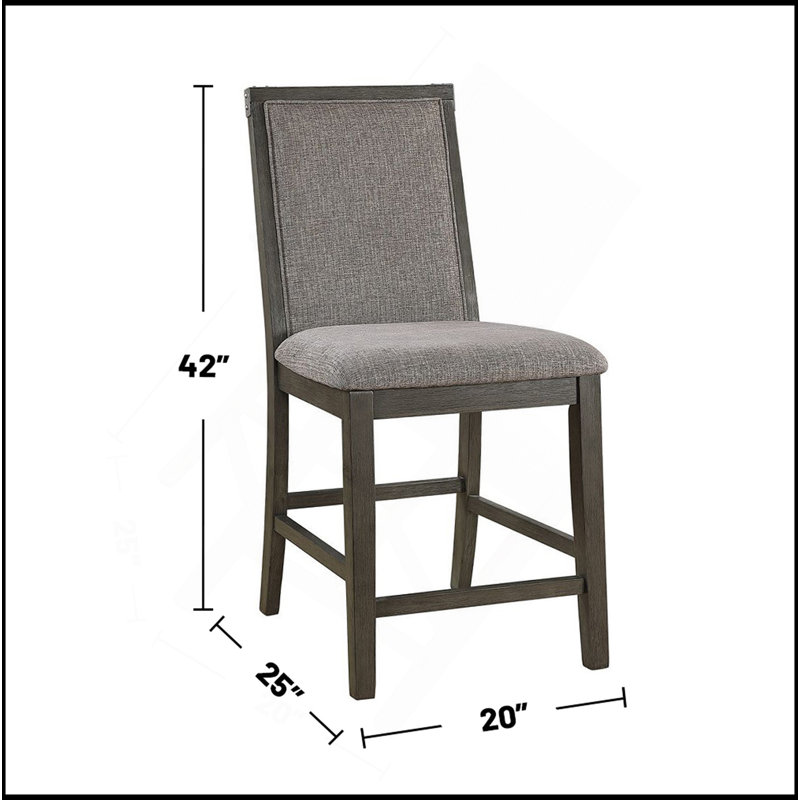 Ensemble de 2 chaises à hauteur de comptoir avec coussin rembourré, gris