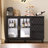 47.2"W 3-drawers Sideboard With Glass Door & 3-color LED Light-1663611318