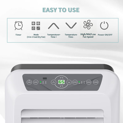 Shinco 10,000 BTU(ASHRAE) Portable Air Conditioner(Copper Tube) - 3-in-1 Cool/Dehumidifier/Fan for Rooms Up to 400 sq.ft, Remote Control & 24H Timer, Compact AC Unit for Bedroom/Office, White