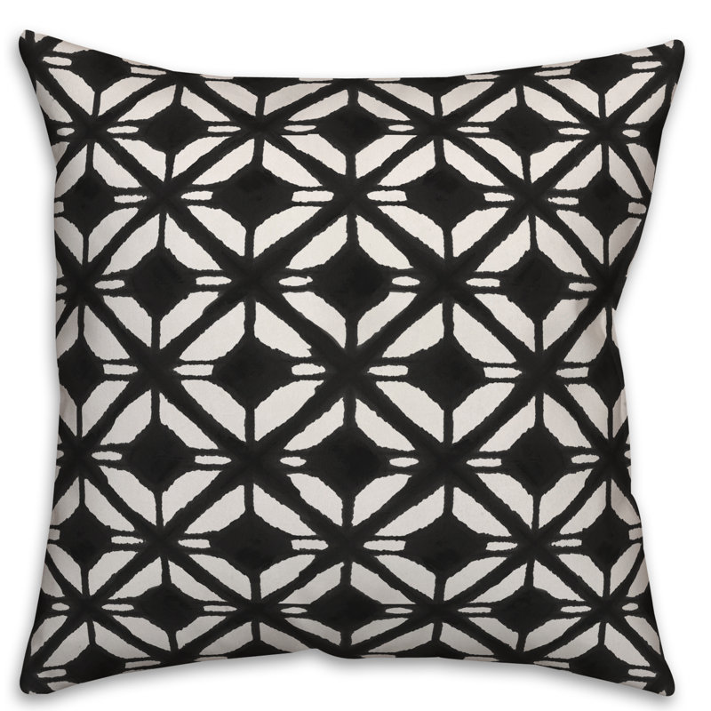  Coussin Diamond, 16 po x 1 po, Noir, Polyester / bourre en polyester
