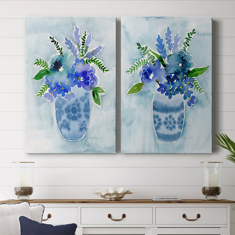 «Blue Bouquet I-Premium Gallery», toile tendue - prête à être accrochée, H 12 po x l 16 po