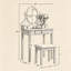Ensemble de coiffeuse avec tabouret en bois Moniya, coiffeuse de chambre bleue pour femmes et filles