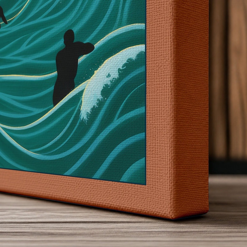 Figure Facing Fire Modern - Wrapped Canvas, 30x20 - 76.2 x 50.8 cm, Terracotta Border