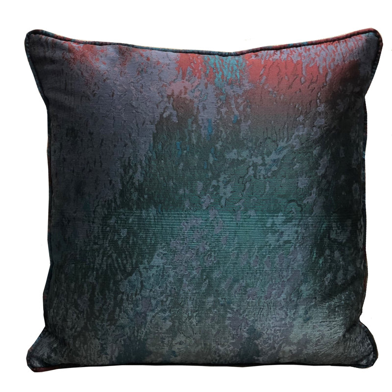 Coussin décoratif en velours bleu, 26 po x 26 po