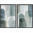 «Black Squiggly Lines Over Tan Fond Abstract Swirly», 2 pièces sur toile-99016220-99016219