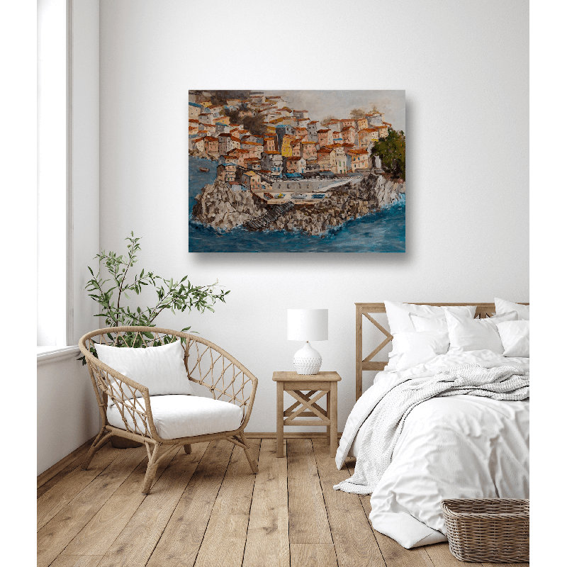 Port Venere - Artist Enhanced Canvas Print, White Framed Canvas, 20" H x 24" W x 1.5" D