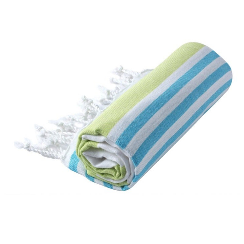 Serviette de plage Mahika, Vert pistache / bleu