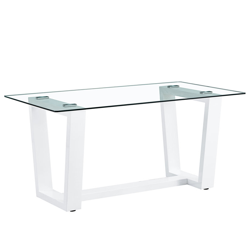 Ayanne Glass Top Dining Table, White