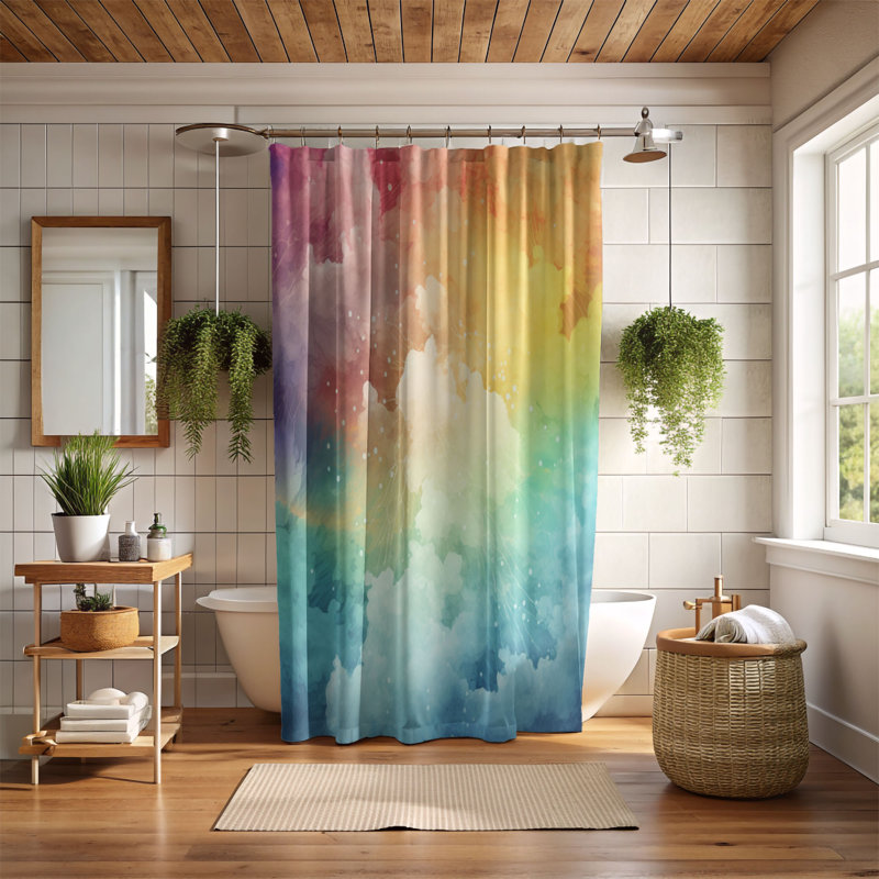 Rideau de douche 1 pièce Spectrum Sky, H 74 po x l 71 po