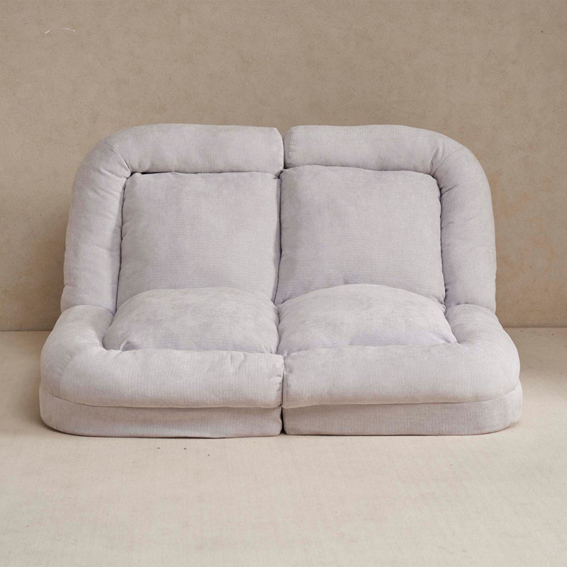 Le canapé-lit convertible simple escamotable, la partie gauche du produit complet., Tissu blanc