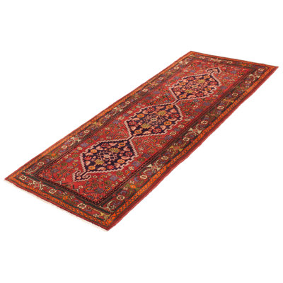 Hand-knotted Andelz Red Wool Rug 3'7" x 8'11"