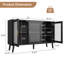 48 in Large Sideboard Cabinet with 3 Fluted Glass Doors, Black Cabinet