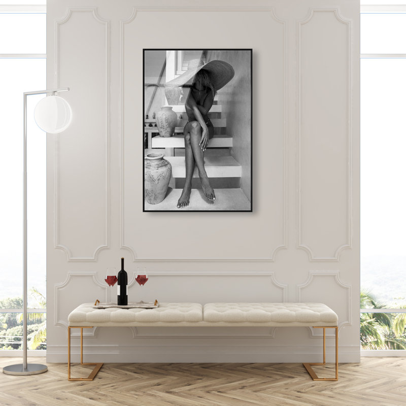 Andrea II Gray Canvas People Print by Oliver Gal, 46"H x 31"W, Black Frame