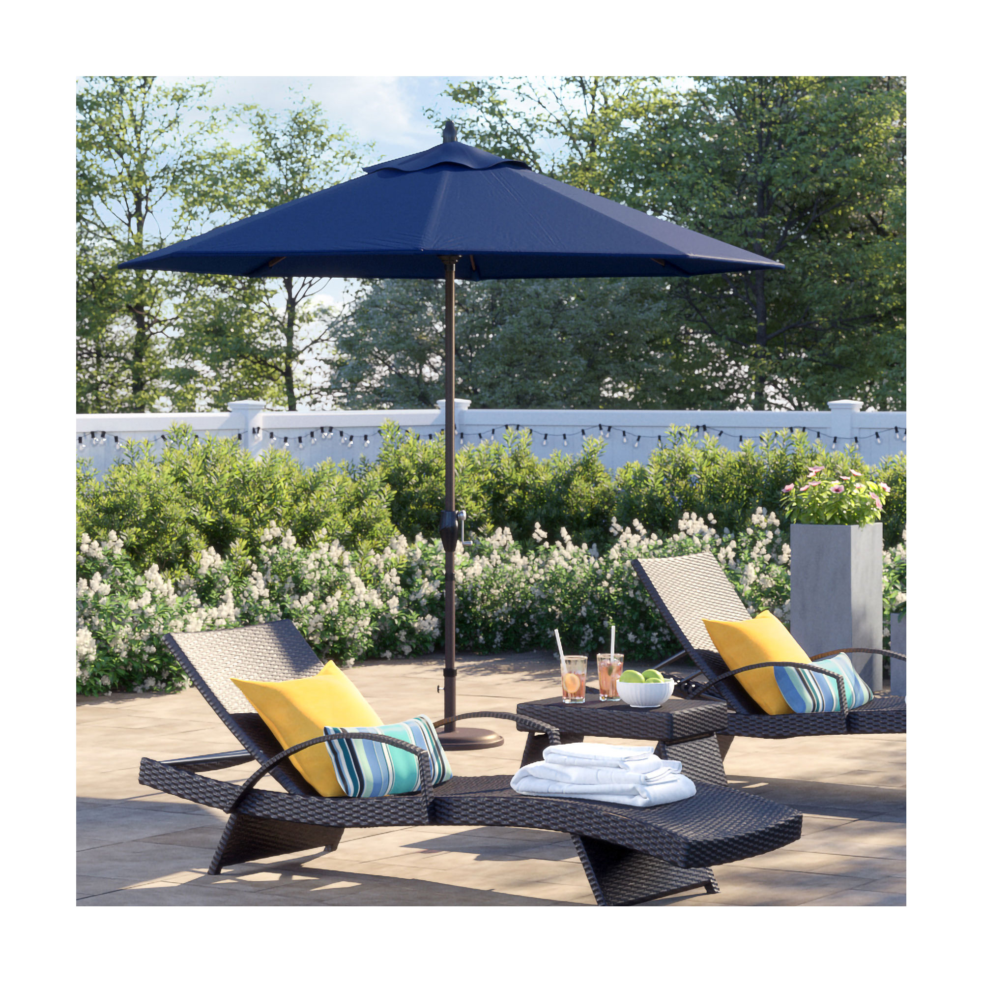 Stevie 108'' Outdoor Umbrella, Navy Blue- Olefin