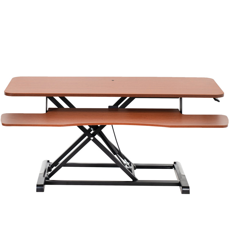 VIVO Height Adjustable Standing Desk Converter (DESK-V000K Series), 42", Dark Walnut/Black