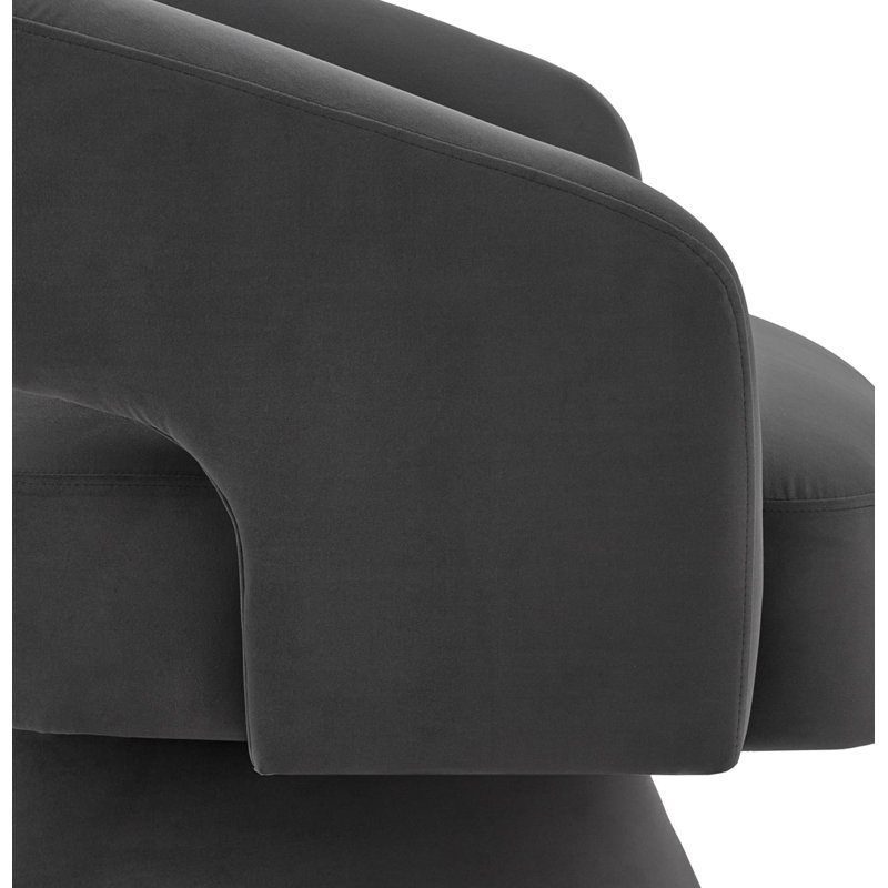 Fauteuil demi-tonneau pivotant Chrisanna, Velours gris