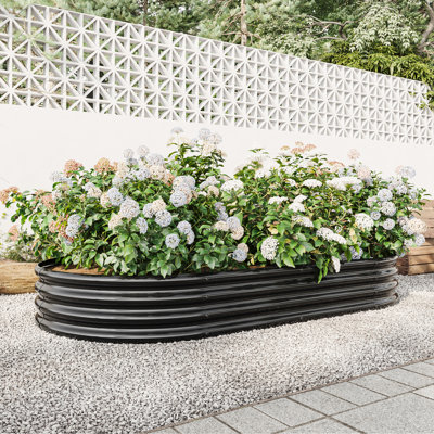 Metal Raised Planter Bed, Black, 88.99"X44.13"X11.26", For Plants & Veggies, Rustproof Material, Spacious Interior Black Garden 88.22"X44.13"X11.26", Flowers, Build, Enhances Soil Drainage Efficiency