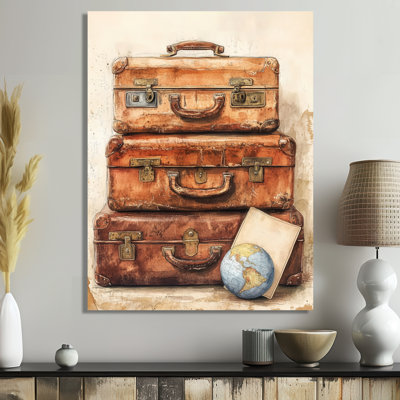 Art mural rétro, toile de bagage rétro, valises de voyage rétro