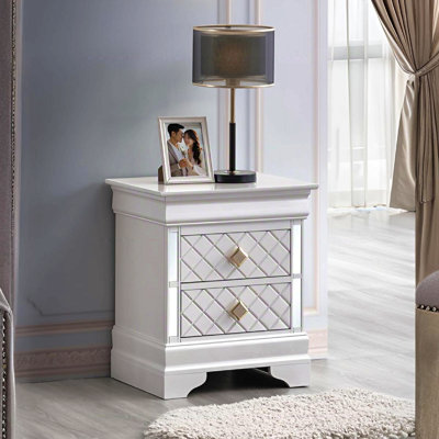 Table de chevet blanc perle pour la chambre à coucher