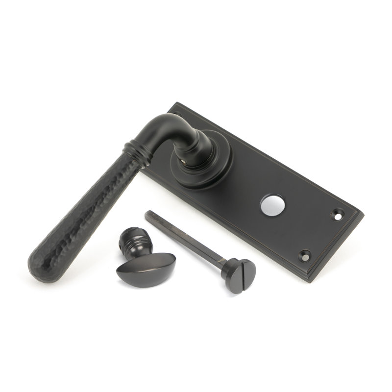 Hammered Newbury Double Dummy Door Handle, Aged Bronze