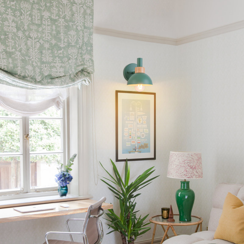 1-light Green Metal Dome Wall Sconce