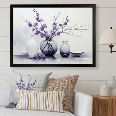 Mauve gris minimalisme équilibre et poterie de contraste - Impressions encadrées minimalistes
