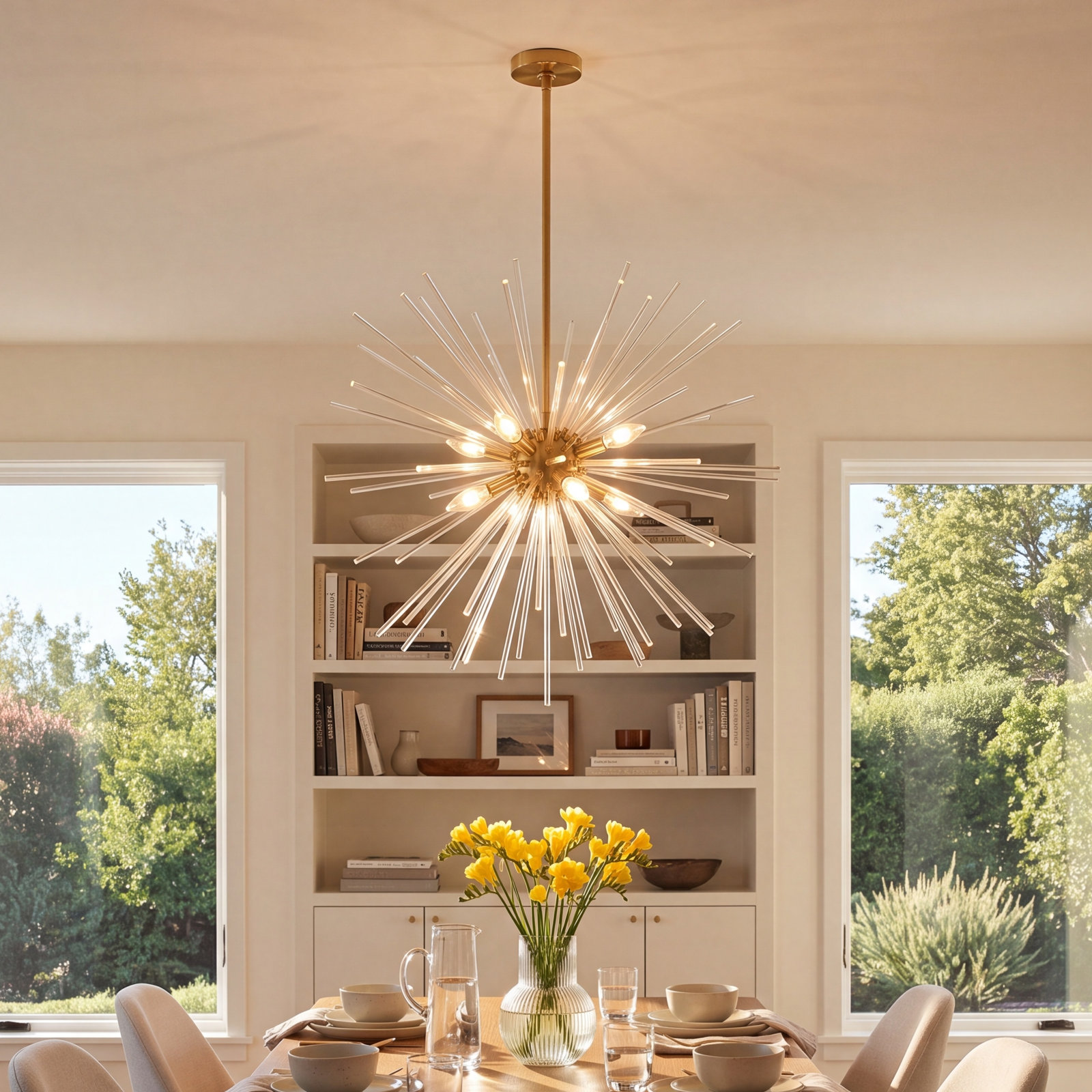 Ryzen 6 - Light Dimmable Sphere Chandelier, 34'' H x 34'' W x 34'' D, Satin Brass