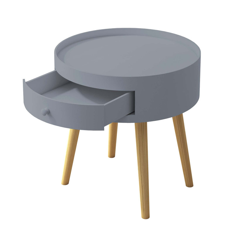 Nightstand With Storage Drawer Sofa Side Coffee Table For Bedroom, Living Room, Gray, Gray