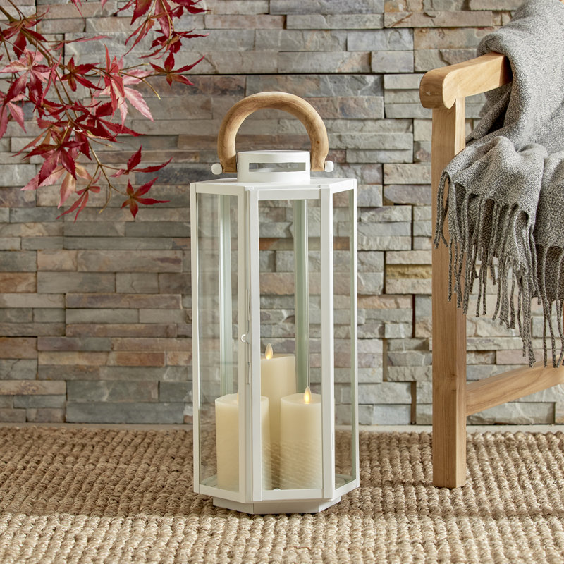Lantern, 23" H x 8" W x 9" D, Stainless Steel/Silver