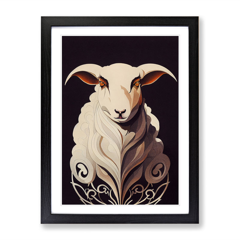 Sheep - Single Picture Frame Print, Black, 64cm H x 46cm W x 2cm D