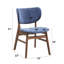 5 salles à manger avec finition noyer, chaises rembourrées bleues et plateau gris, table de l 35 po x P 63 po, hauteur du siège de la chaise de 18 po, dossier de 15 po, largeur de 19 po, capacité de poids en profondeur de 220 lb par siège, eau / égratignure et frottement à l'huile