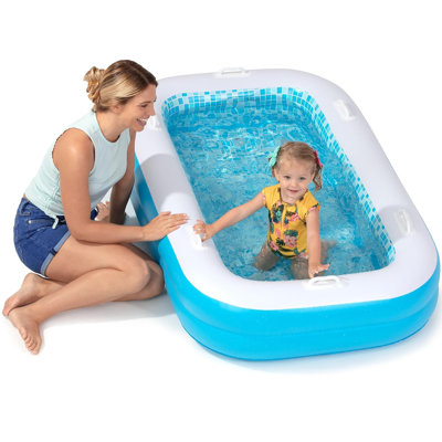 Piscine gonflable rectangulaire 2 en 1 pour enfants de 2 ans et plus 65 po x 39 po x 10 po pour enfants