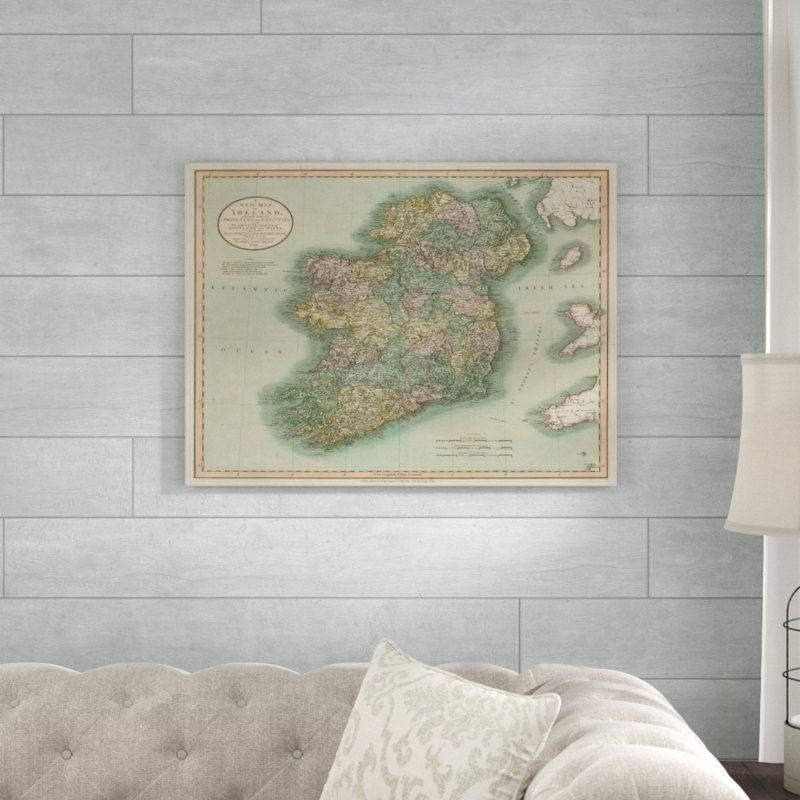 «Vintage Map of Ireland», impression sur toile, H 24 po x l 32 po x P 2 po