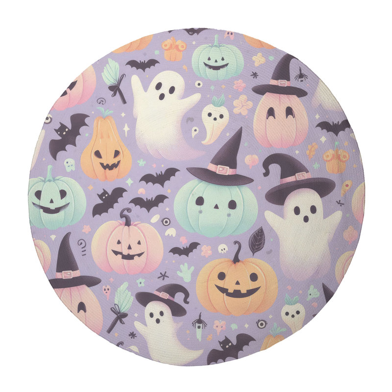 Pale Ghost Mischief Braided Rug, Round 5'