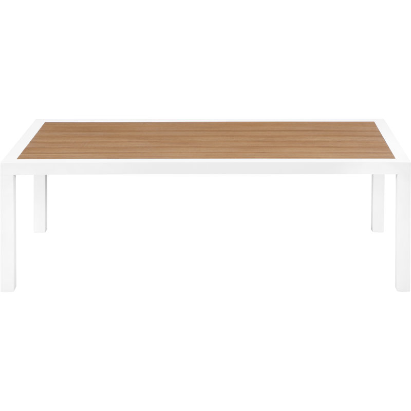 Vernola Rectangular Wood Metal Outdoor Coffee Table , 48'' in. W 22'' in. D, Brown/White