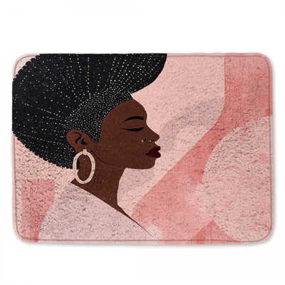 Afro Hairstyle Portrait Bath Mat