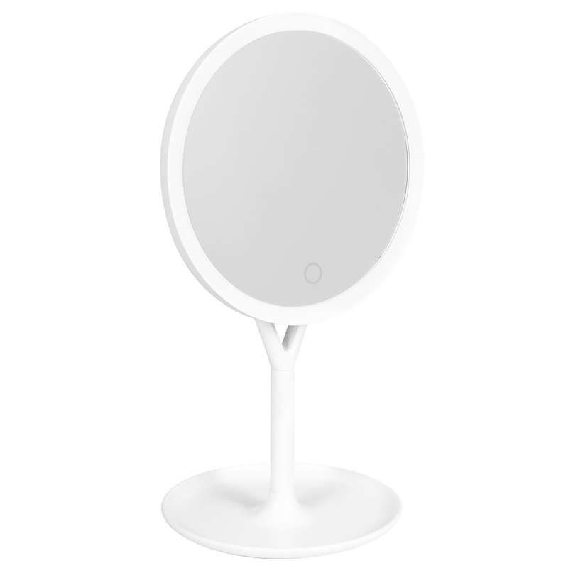 Clarity Makeup Mirror with Touch Sensor, Handheld Desk Mirror with Ultra Bright LED Light, White
