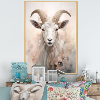 " Cute Floral Beige Goat "
