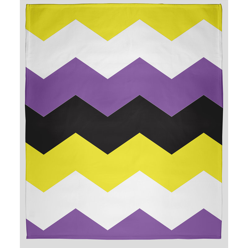 Plain Weave / Muslin Throw Blanket, Queen, Yellow/Purple/Black