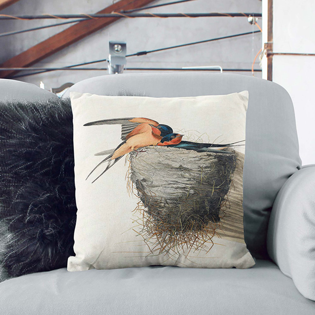 Barn Swallows by John James Audubon Cushion with Filling