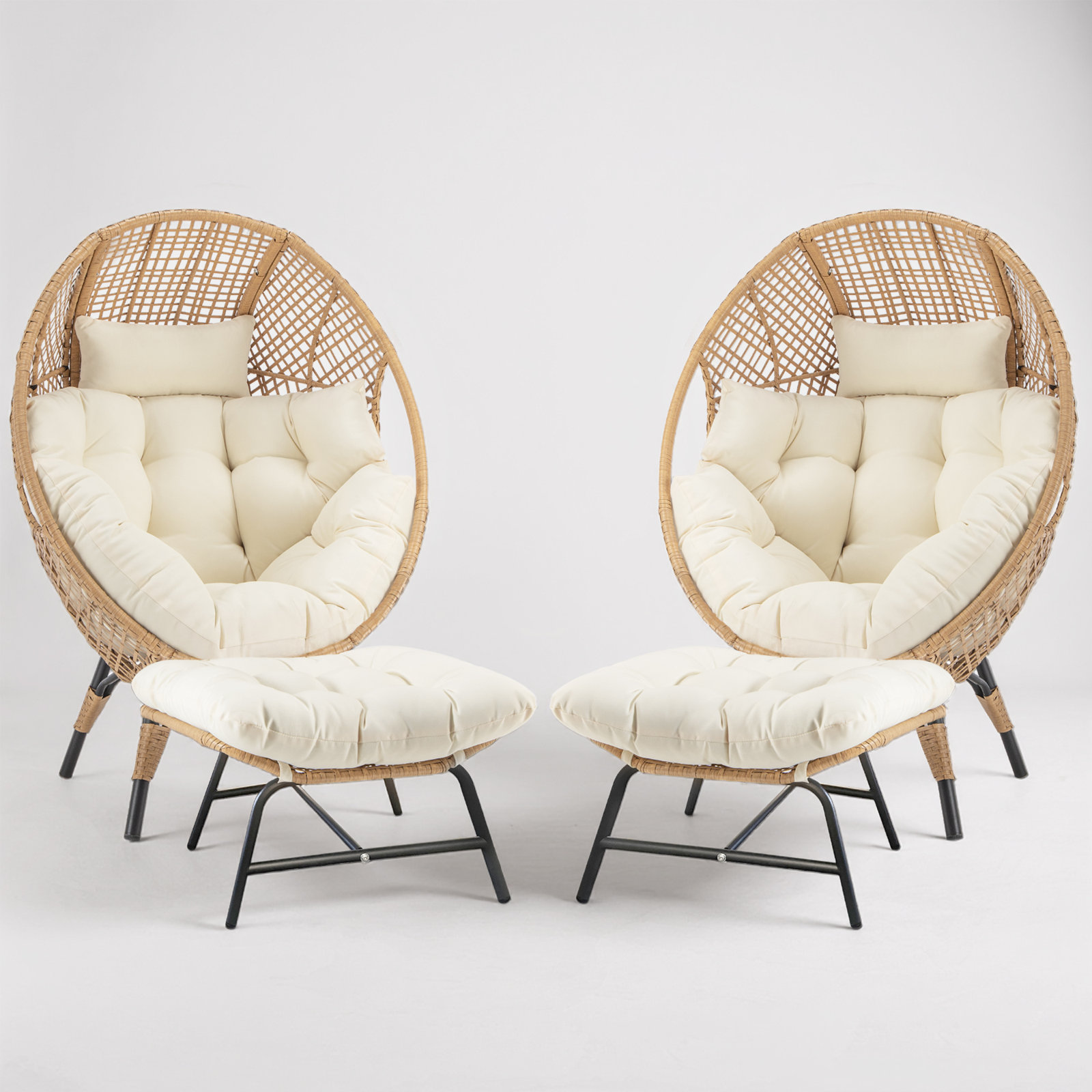 Patio Lounge Chair, Beige/Beige
