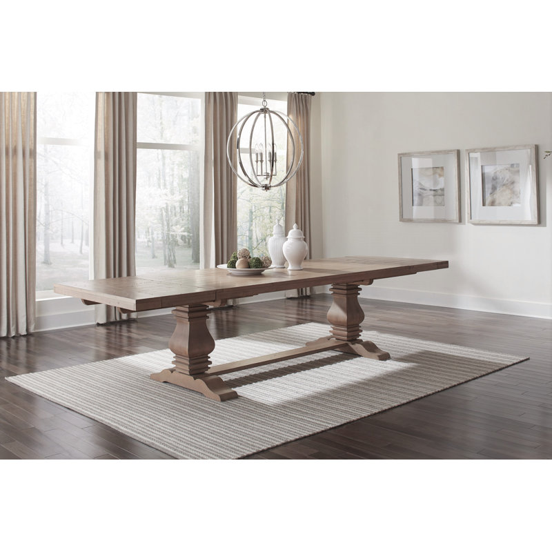 Morriston Extendable Solid Wood Dining Table, Grayish Brown