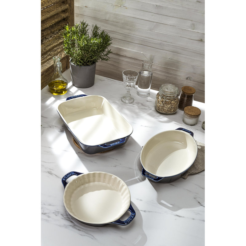 Staub Ceramics 3-piece Mixed Baking Dish Set, Dark Blue
