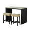 Two-Tone Design Black Dining Table 2X Stools Biscuit-Tufted Seat Cushion Beige 3Pc Dining Table Set
