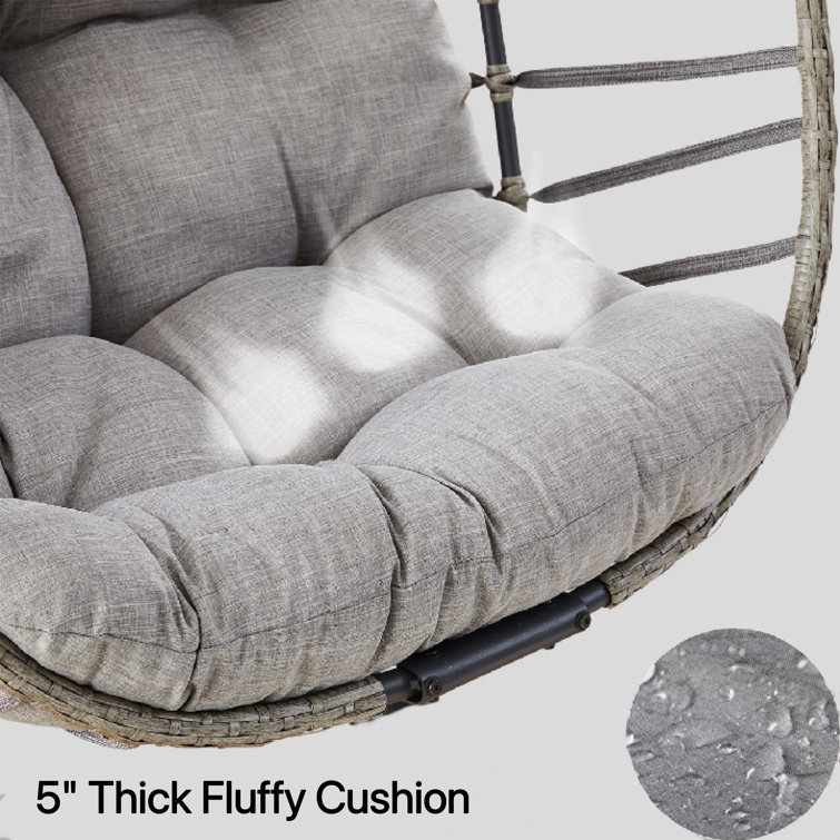 Coco Chair Hanging Egg Chair with Stand & Leg Rest | Gray Egg Chair Outdoor  with Included Pillow | Swinging Chair for Outdoor and Indoor| Foldable Egg